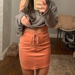 Corduroy Lace Up Skirt